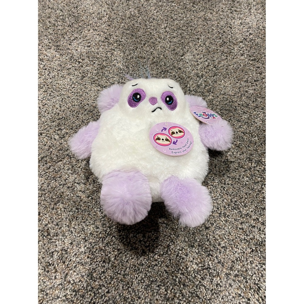 Aurora Emojiz Sloth Plush White Purple Removable Head Express Feelings NWT